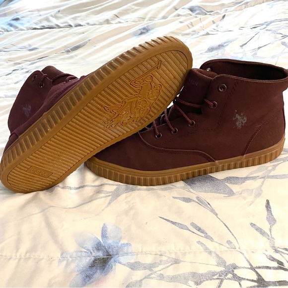 Us Polo Assn Burgandy Canvas Shoes  Men’s Size 9.5 Casual Classy - Picture 3 of 12